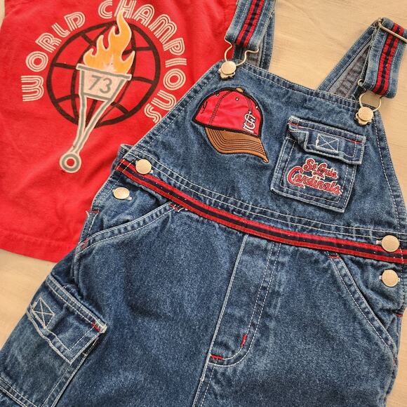Vintage Sporty + SL Cardinals Shortalls & Shirt Bundle 3t/4t - Picture 2 of 7